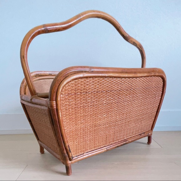 Vintage Rattan & Wicker Magazine Holder Rack 1970s - Picture 2 of 11